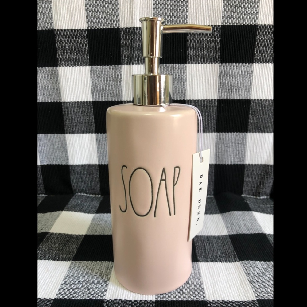 Rae Dunn “SOAP” Soap Dispenser Pink with Heart in the Back
